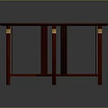 Red Round Table With Gold Decorative Lines Unique Cross Leg Structure Elegant Wooden Furniture Piece