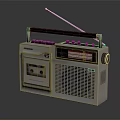 Vintage Cassette Radio With Silver Body Black Handle Control Panel And Display Screen