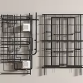 Black Pipes In Metal Grid Structure With White Squares On Gray Background 3d model