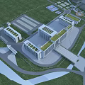 Modern Office Building Exterior With Glass Facade Symmetrical Design And Front Plaza