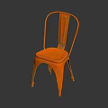 Modern Orange Metal Leisure Chair With Curved Backrest And Hollow Seat