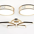 Modern Ceiling Lights With Gold Frame Geometric Patterns And Petal Design 3d model