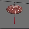 Red Hanging Lantern With White Patterns And Red Tassel For Daily Life Supplies