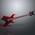 Modern Unique Shaped Electric Guitar With Red Illuminated Edges And Black Body