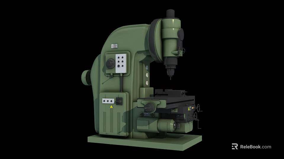 Green Industrial Milling Machine With Precision Control Panel And Stable Worktable 3d model