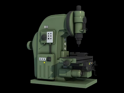 Green Industrial Milling Machine With Precision Control Panel And Stable Worktable 3d model