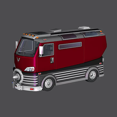 Modern Red Car With Black Silver Stripes Roof Equipment And Front Silver Accents 3d model