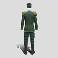 Green Military Uniform With Golden Buttons Jacket Pants Hat And Boots