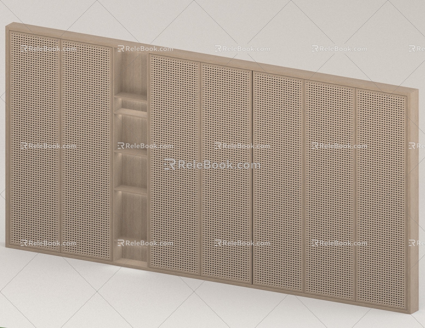 Study background wall wooden cabinet 3d model