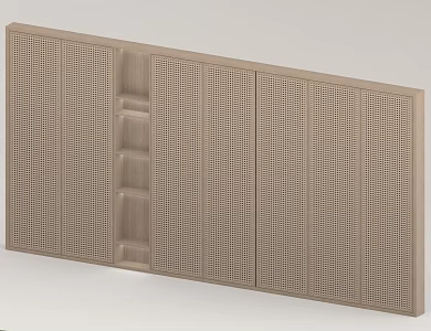 Study background wall wooden cabinet 3d model
