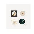Modern Wall Decorations with Geometric Circular Shapes Metallic Glass Accents and Illuminated Rings