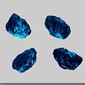 Four Glowing Blue Textured Stones With Bright Illumination And Natural Patterns