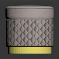 Oval Ottoman With Light Pink Padded Top And Diamond Quilted Golden Base