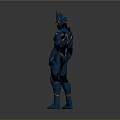 Futuristic Blue Superhero Armor With Yellow Accents And Modern Design