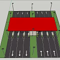 Modern Toll Station With Multiple Lanes Booths Red Canopy And ETC Signs