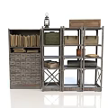 Vintage Storage Furniture With Drawer Cabinet Open Shelves Lantern And Wooden Boxes