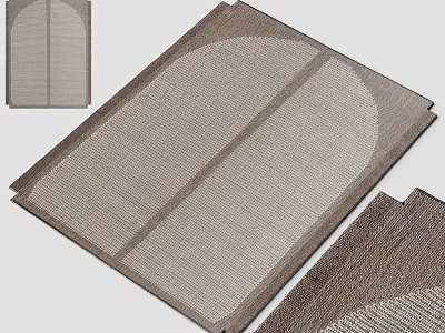 Brown Woven Square Rug With Textured Surface And Divided Design Sections 3d model