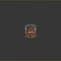 Rusty Vintage Train Locomotive with Blue and Red Exterior and Metallic Texture Details