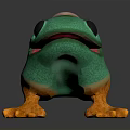 Stuffed Green Frog Toy Featuring Yellow Feet Red Mouth And White Top