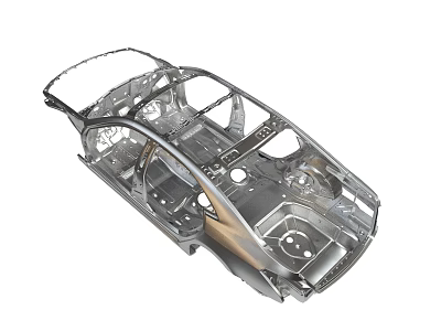 Automotive Car Body Frame Structure With Metal Chassis And Support Components 3d model