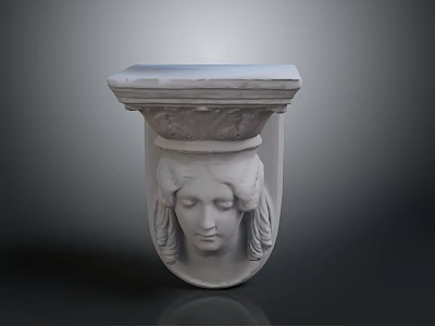 Classical Sculpture Landscape with White Female Head Relief and Ornate Cornice 3d model