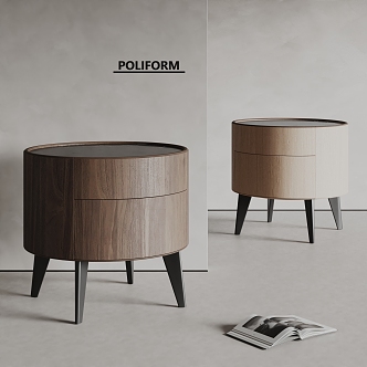 poliform modern bedside table solid wood bedside table 3d model