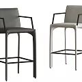Modern Design Bar Stools With Armrests Black And Gray Metal Frame 3d model