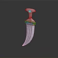 Ornate Scimitar Weapon With Gemstone Decorated Hilt Sharp Blade On Dark Gradient Background