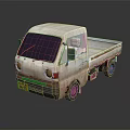 Old White Rusty Truck Model With Weathered Exterior And Details