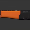 Handheld Label Printer With Orange And Black Design Keyboard Screen And Paper Outlet