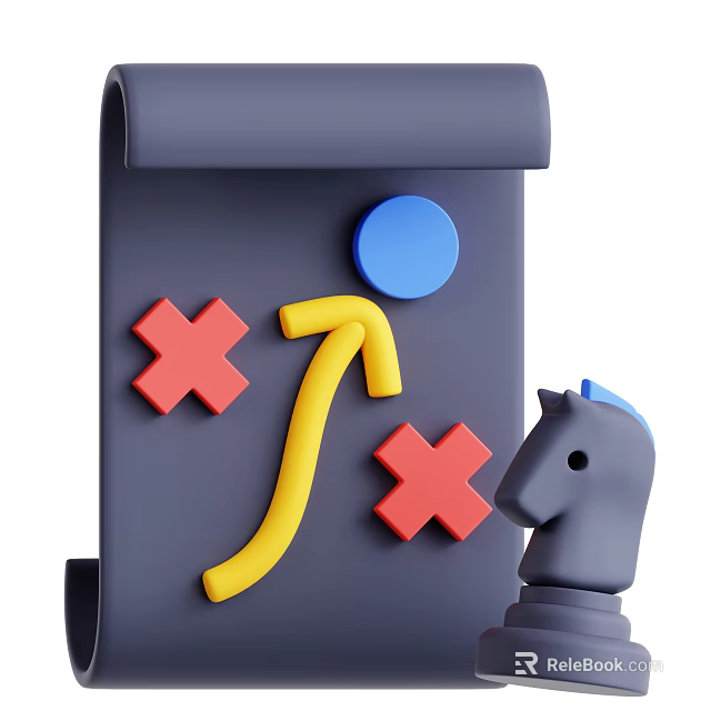 Decorative Ornament Combination With Gray Scroll Blue Circle Red Cross Yellow Arrow And Chess Piece 3d model 