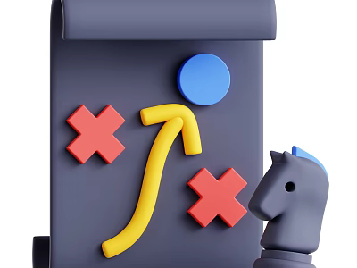 Decorative Ornament Combination With Gray Scroll Blue Circle Red Cross Yellow Arrow And Chess Piece 3d model
