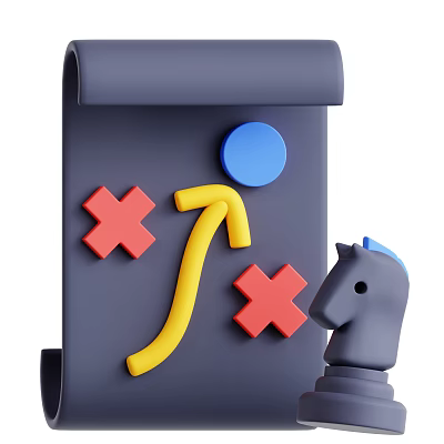 Decorative Ornament Combination With Gray Scroll Blue Circle Red Cross Yellow Arrow And Chess Piece 3d model