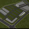 Aerial Planning Of Modern Multi Story Building With Windows Ground Garages Front Lawn And Cars