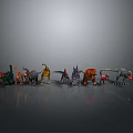 Assorted Colorful Dinosaur Toy Figures Lineup Featuring Various Species In Row