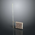 Modern Silver Radiator With Vertical Pipe And Horizontal Fins On Dark Background 3d model