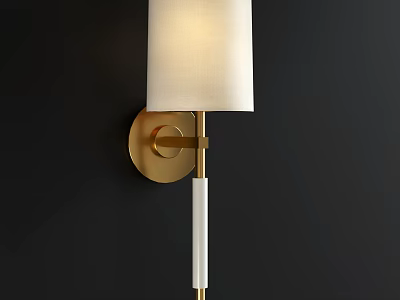 Modern Gold Metal Wall Lamp With White Fabric Shade And Elegant Design Details 3d model