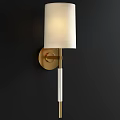 Modern Gold Metal Wall Lamp With White Fabric Shade And Elegant Design Details