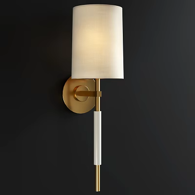 Modern Gold Metal Wall Lamp With White Fabric Shade And Elegant Design Details 3d model