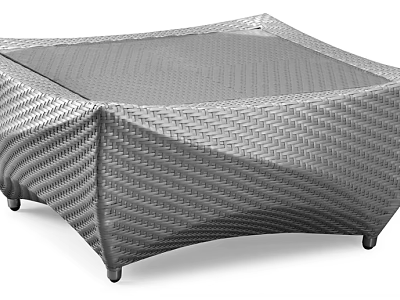 Gray Woven Square Coffee Table With Modern Design And Sturdy Support Legs 3d model