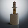 Concrete Base Bathroom Faucet With Metal Handles Round Top And Modern Design