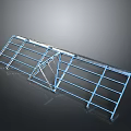 Blue Metal Frame Fence Structure With Horizontal And Vertical Bars 3d model