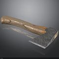 Wooden Handled Axe With Textured Metal Blade And Ergonomic Grip