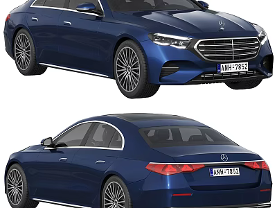 Blue Mercedes Benz Sedan Front And Rear Views 3d model