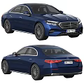 Blue Mercedes Benz Sedan Front And Rear Views