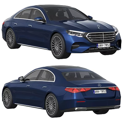 Blue Mercedes Benz Sedan Front And Rear Views 3d model