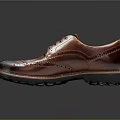 Brown Leather Brogue Shoes Featuring Classic Laces And Textured Sole For Formal Style