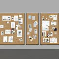 Modern Notes Wall Notes Post-it Notes Wall Notes Board Post-it Notes 3d model