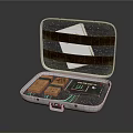 Open Metal Case Containing Electronic Components Circuit Boards Chips And Labels