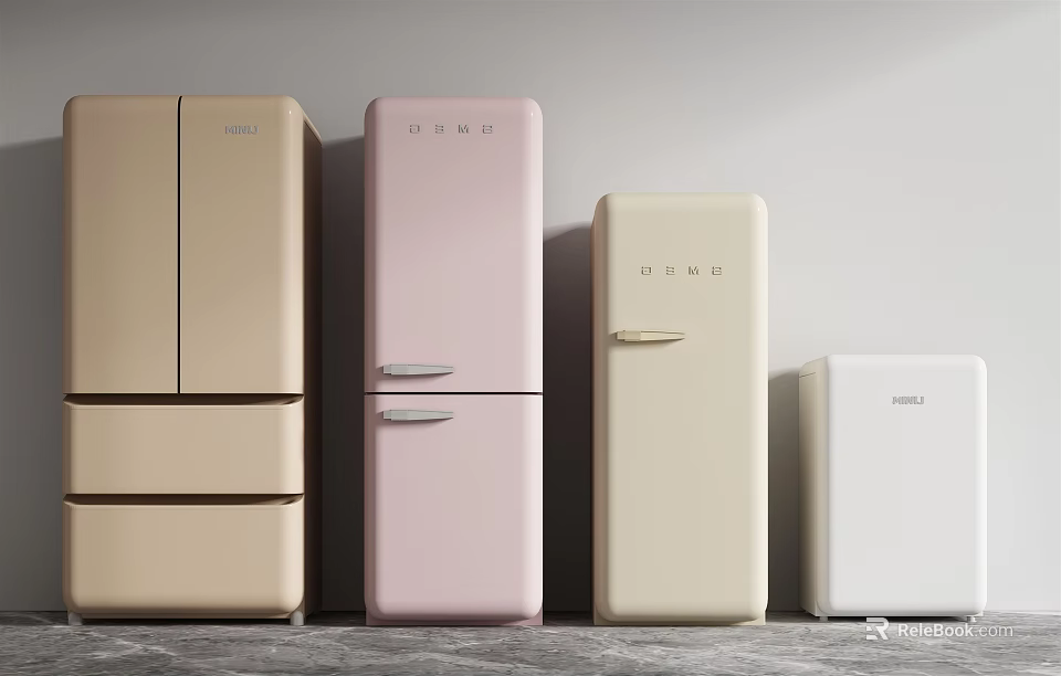 Multiple Colors Standing Refrigerators and Freezers with Modern Design for Home Kitchen 3d model 